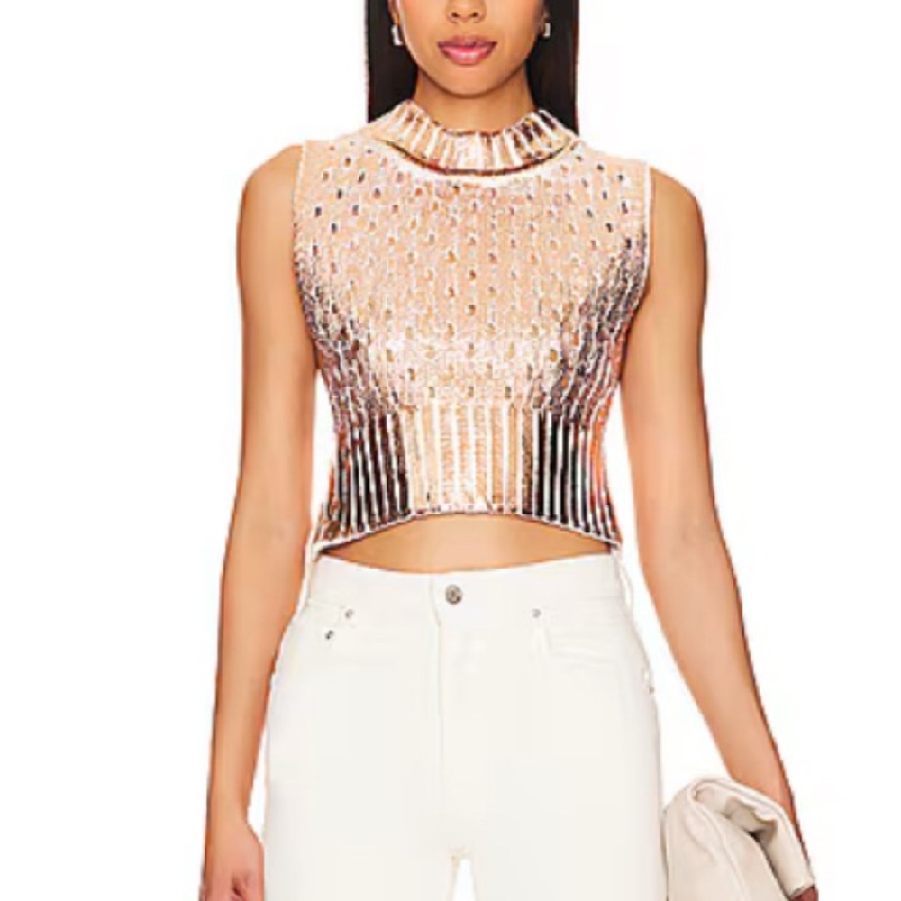 Free People Metallic Gold Sleeveless Crop Top
